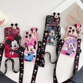 Playful Minnie Phone Case with Holder & Lanyard for iPhone